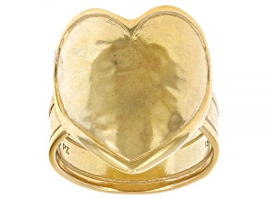 14K Yellow Gold Over Sterling Silver Center Heart Ring