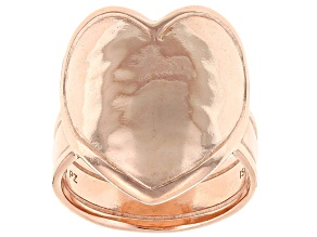 14K Rose Gold Over Sterling Silver Center Heart Ring