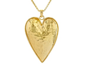 14K Yellow Gold Over Sterling Silver Heart Pendant With Chain