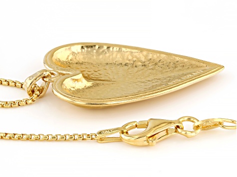 14K Yellow Gold Over Sterling Silver Heart Pendant With 18