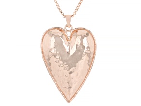 14K Rose Gold Over Sterling Silver Heart Pendant With 18" Box Chain