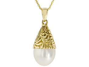 8.5-9mm Cultured Freshwater Pearl 14K Yellow Gold Pendant With Chain