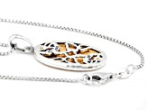 Sterling Silver & 14K Gold Over Sterling Silver Rose Garden Design Pendant With 18" Box Chain