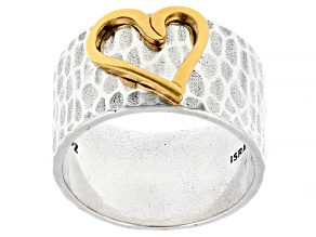 Sterling Silver & 14K Yellow Gold Over Sterling Silver Heart Ring