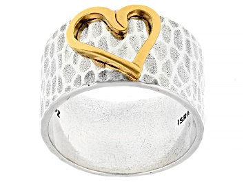 Picture of Sterling Silver & 14K Yellow Gold Over Sterling Silver Heart Ring