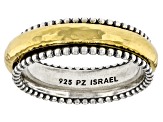 Two Tone Sterling Silver & 14K Gold Over Sterling Silver Spinner Ring