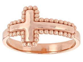 14K Rose Gold Over Sterling Silver Cross Ring