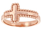 14K Rose Gold Over Sterling Silver Cross Ring