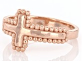 14K Rose Gold Over Sterling Silver Cross Ring