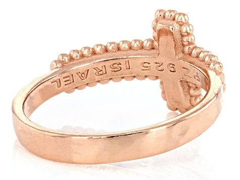 14K Rose Gold Over Sterling Silver Cross Ring