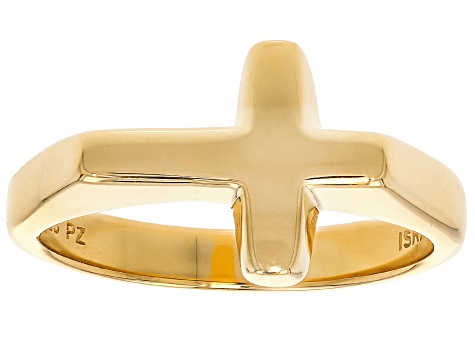 14K Gold Over Sterling Silver Cross Ring