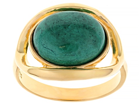 Eilat Stone 14K Yellow Gold Over Sterling Silver Solitaire Ring 12x10mm