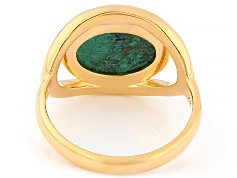 Eilat Stone 14K Yellow Gold Over Sterling Silver Solitaire Ring 12x10mm