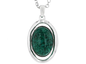 Eilat Stone Sterling Silver Pendant With 18" Rolo Chain 14x10mm