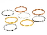 Sterling Silver, 14K Gold Over Silver, Rose Gold Over Silver 8 Piece Stacked Textured Rings