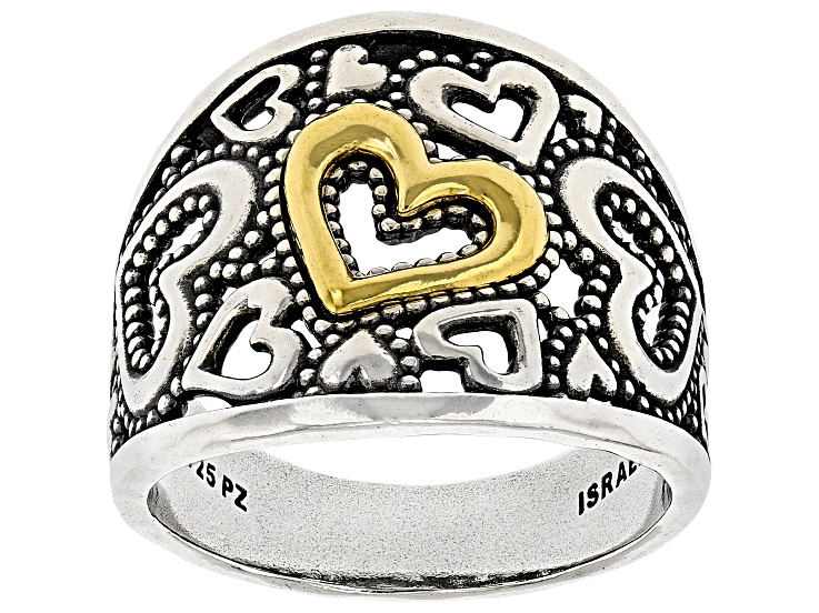 Heartring☆ Two Tone Sterling Silver & 14K Gold Over Silver Heart Ring