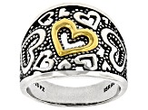 Two Tone Sterling Silver & 14K Gold Over Silver Heart Ring