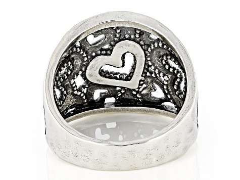 Two Tone Sterling Silver & 14K Gold Over Silver Heart Ring