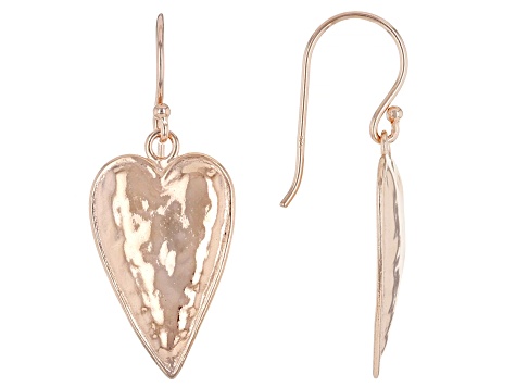 14K Rose Gold Over Sterling Silver Heart Earrings