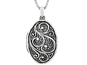 2nd Anniversary Sterling Silver Locket Pendant & 18" Box Chain With Verse Inscription