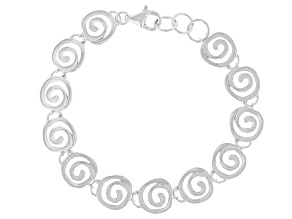 Sterling Silver Spiral Station Bracelet