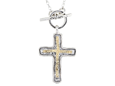 Sterling Silver & 14K Yellow Gold Over Sterling Silver Cross