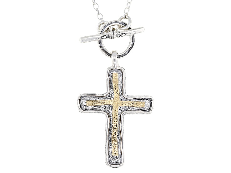 Sterling Silver & 14K Yellow Gold Over Sterling Silver Cross