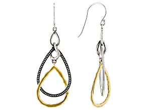 Sterling Silver & 14K Gold Over Silver Open Design Earrings