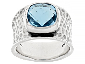 Sky Blue Topaz Sterling Silver Textured Ring 4.50ctw