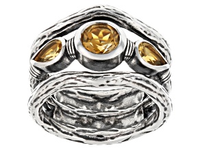 Citrine Sterling Silver 3-Stone Ring, 1.40ctw