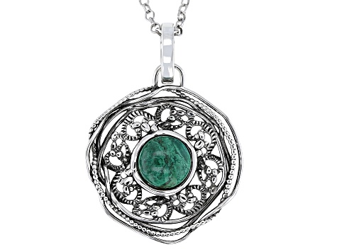 Eilat Stone Sterling Silver Enhancer Pendant With 18" Rolo Chain