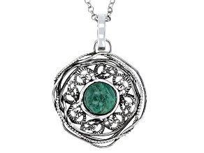 Eilat Stone Sterling Silver Enhancer Pendant With 18" Rolo Chain