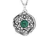 Eilat Stone Sterling Silver Enhancer Pendant With 18" Rolo Chain