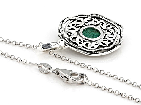 Eilat Stone Sterling Silver Enhancer Pendant With 18" Rolo Chain