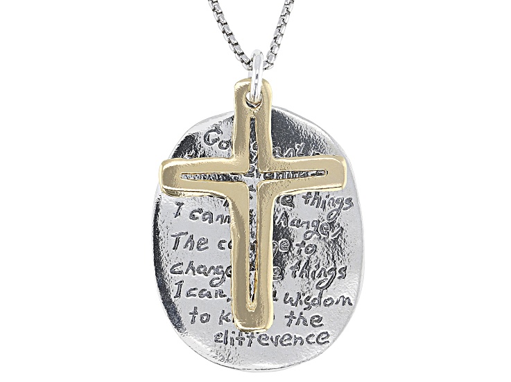 Sterling Silver & 14K Gold Over Sterling Silver Cross & Serenity