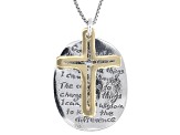 Sterling Silver & 14K Gold Over Sterling Silver Cross & Serenity Prayer Pendant With 18" box Chain