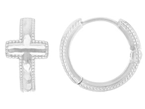 Sterling Silver Cross Huggie Earrings