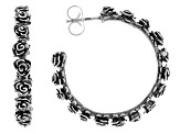 Sterling Silver Rose Hoop Earrings