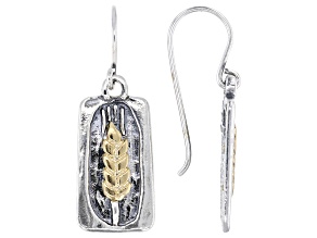 Two-Tone Silver & 14K Gold Over Silver Wheat Design Earrings