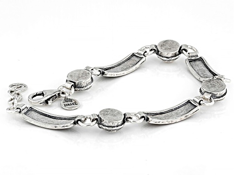 Cultured Freshwater Pearl Sterling Silver Floral Design Station Bracelet, 6.5-7mm