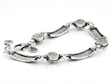 Cultured Freshwater Pearl Sterling Silver Floral Design Station Bracelet, 6.5-7mm