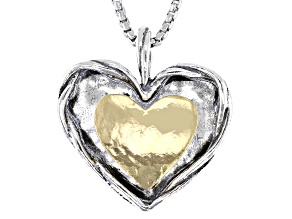 Two-Tone Sterling Silver & 14k Gold Over Sterling Silver Heart Pendant & Chain