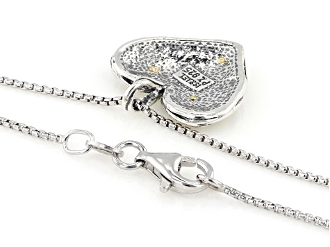Two-Tone Sterling Silver & 14k Gold Over Sterling Silver Heart Pendant & Chain