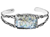 Roman Glass Sterling Silver Cuff Bracelet, 28x21mm