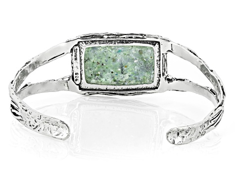 Roman Glass Sterling Silver Cuff Bracelet, 28x21mm