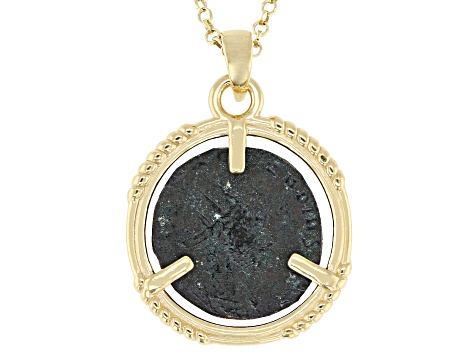 純銀58.92g Constantine Coin 14K Gold Over Sterling Silver Pendant With 18