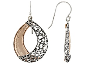 Two-Tone 14K Rose Gold Over Silver & Sterling Silver Textured Earrings