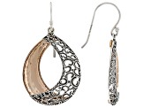 Two-Tone 14K Rose Gold Over Silver & Sterling Silver Textured Earrings