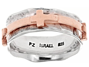 14K Rose Gold Over Sterling Silver Cross Spinner Ring