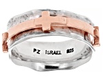 14K Rose Gold Over Sterling Silver Cross Spinner Ring